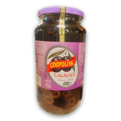 COOPOLIVA BLACK OLIVE SLICE GLASS (DRAINED 510GM) - 6*935GM